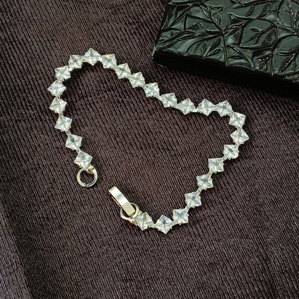 JewelMaze Silver Plated AD Stone Bracelet