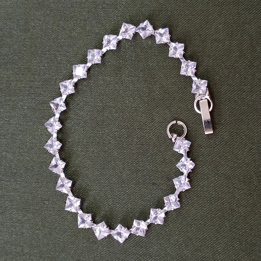 JewelMaze Silver Plated AD Stone Bracelet