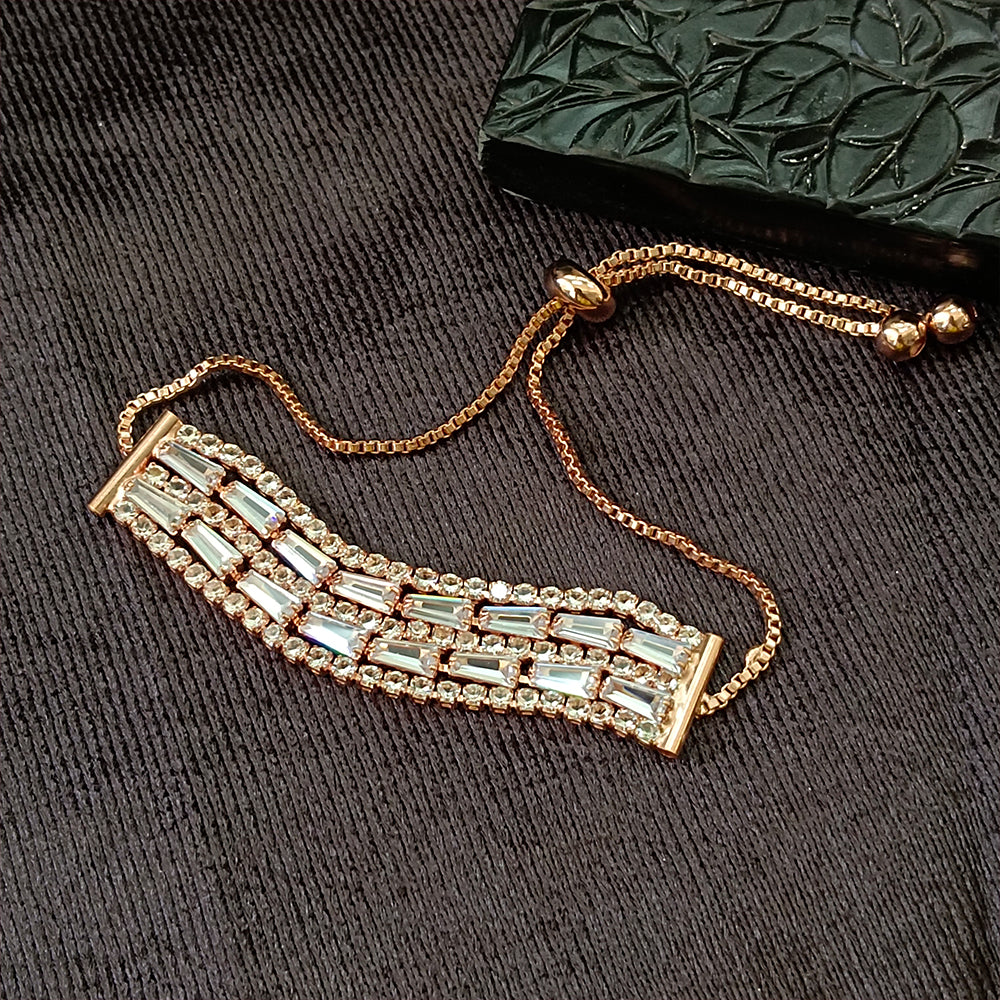 JewelMaze Rose Plated AD Stone Bracelet