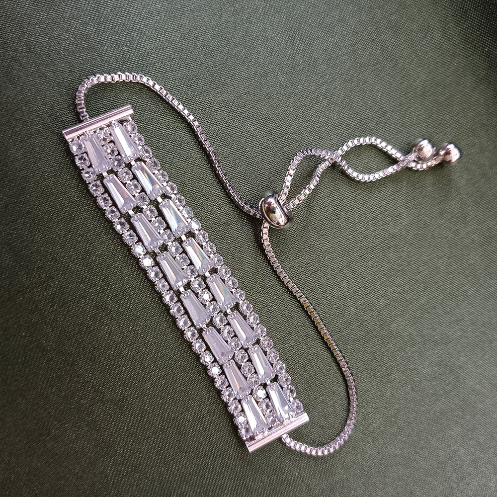 JewelMaze Silver Plated AD Stone Bracelet