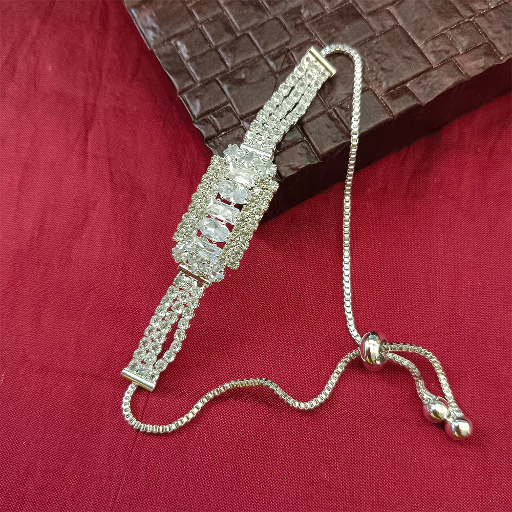 JewelMaze Silver Plated AD Stone Bracelet