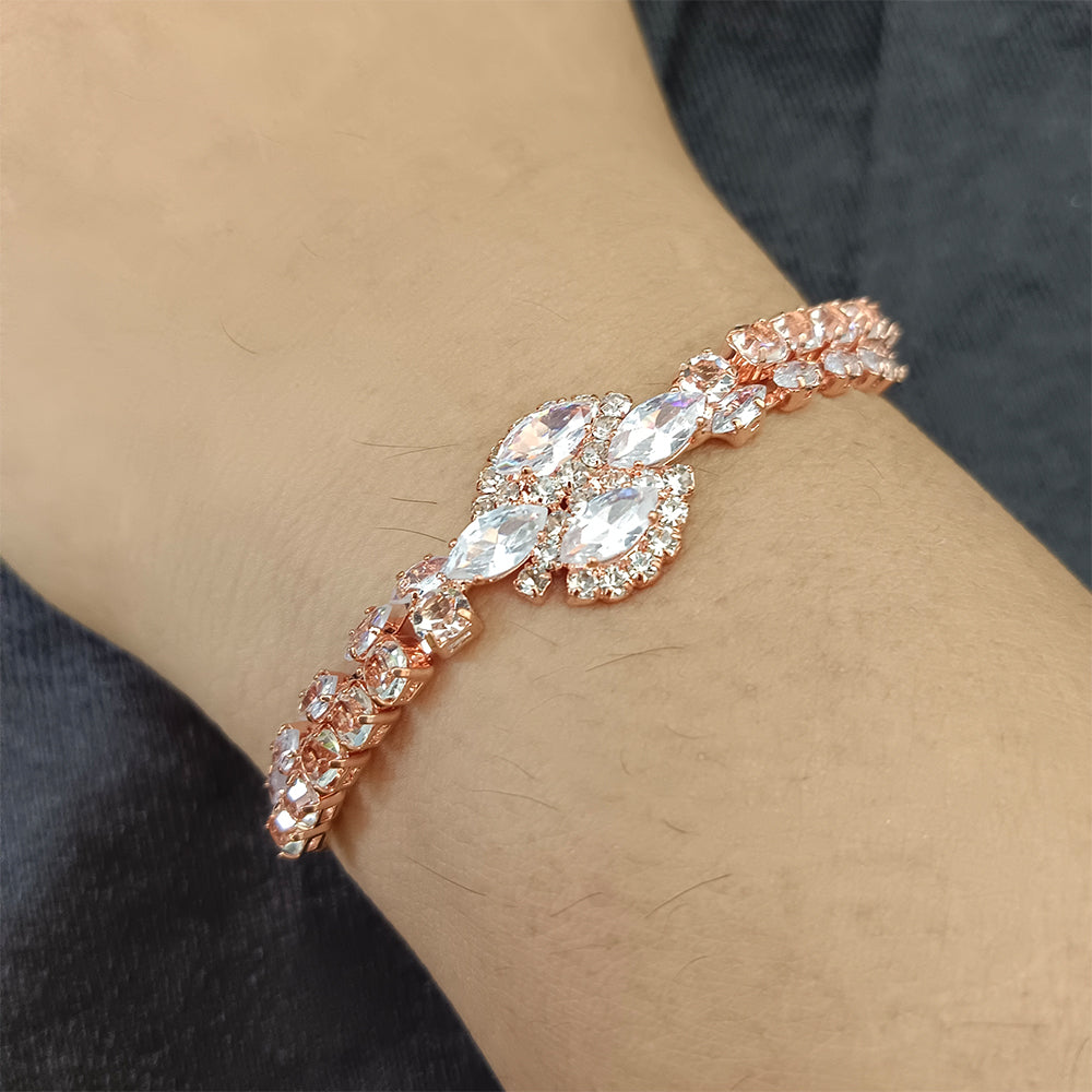 JewelMaze Rose Plated AD Stone Bracelet