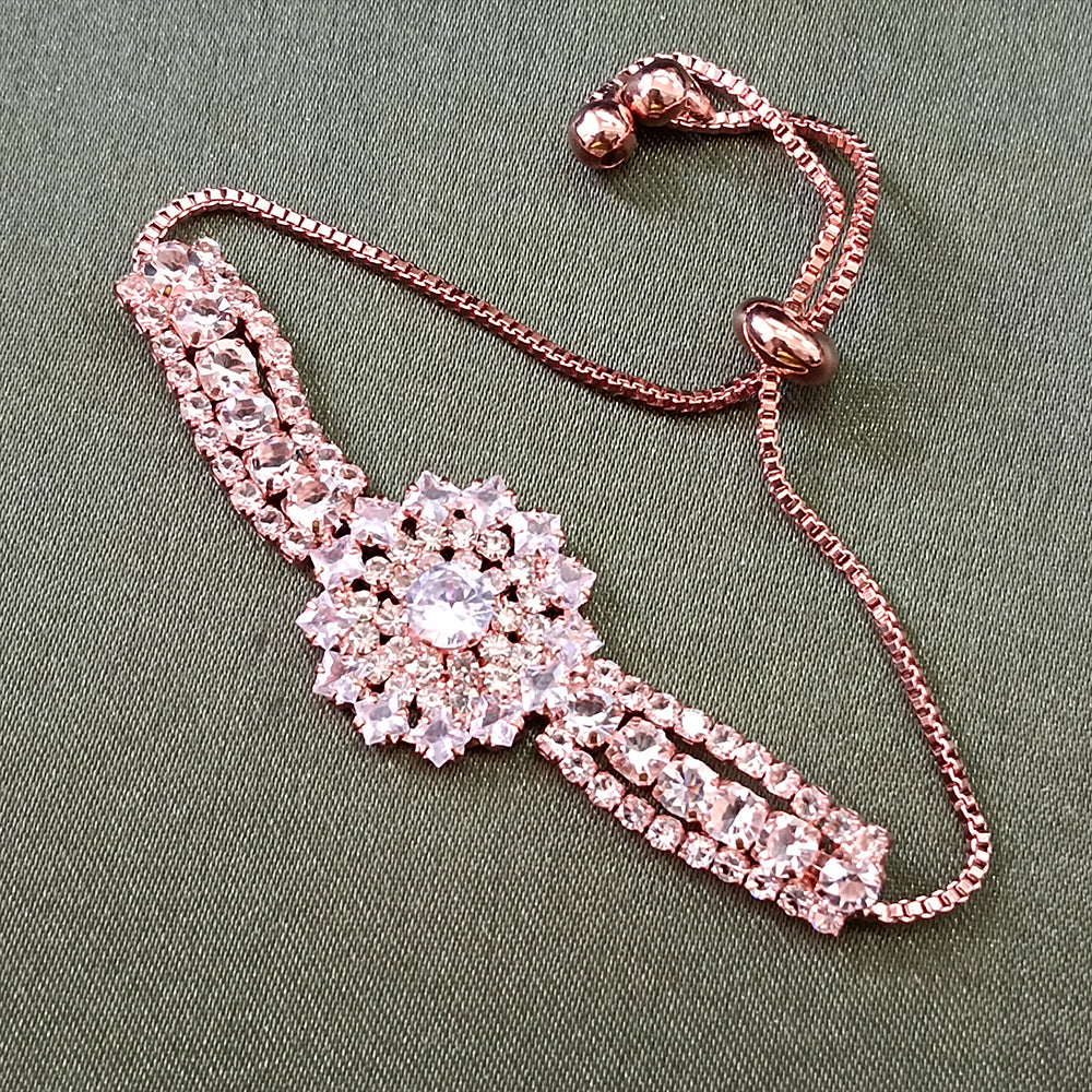 JewelMaze Rose Plated AD Stone Bracelet