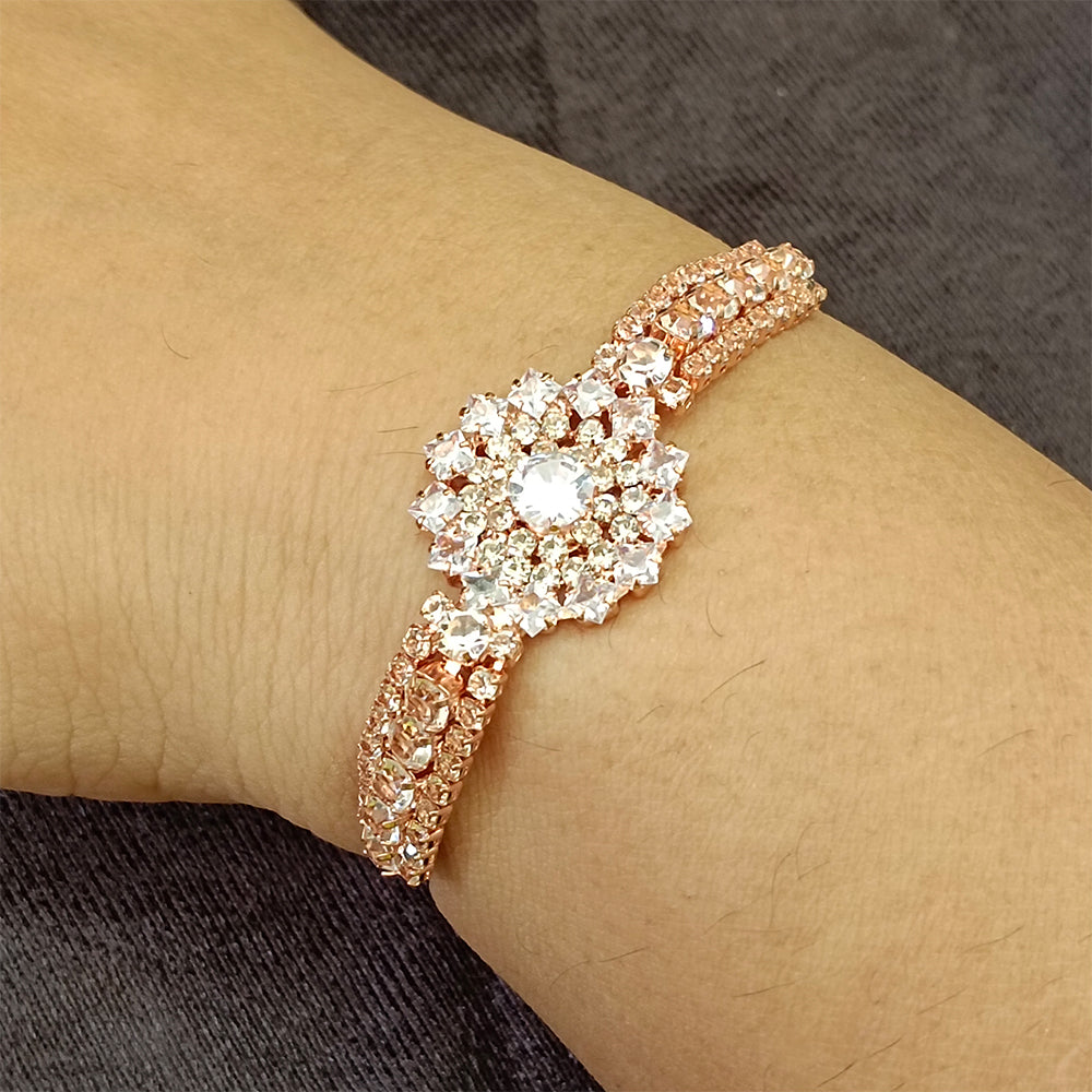 JewelMaze Rose Plated AD Stone Bracelet