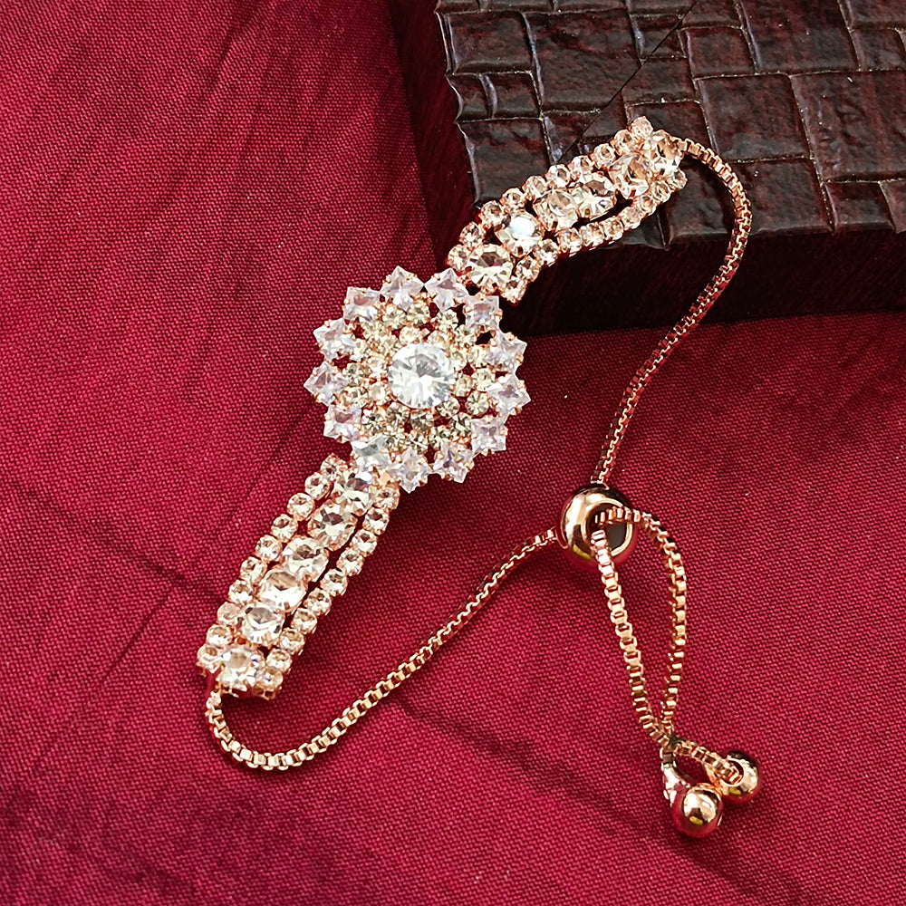 JewelMaze Rose Plated AD Stone Bracelet