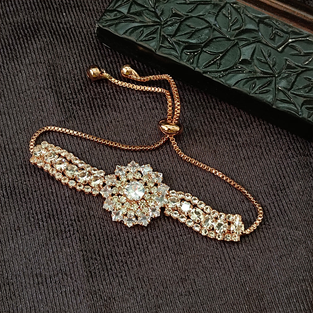JewelMaze Rose Plated AD Stone Bracelet