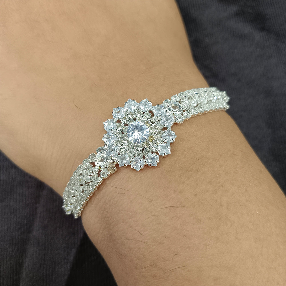 JewelMaze Silver Plated AD Stone Bracelet