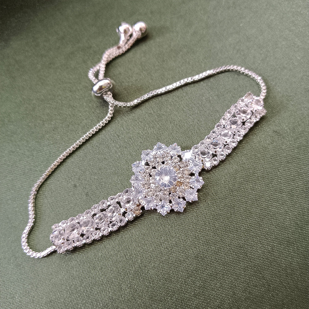 JewelMaze Silver Plated AD Stone Bracelet