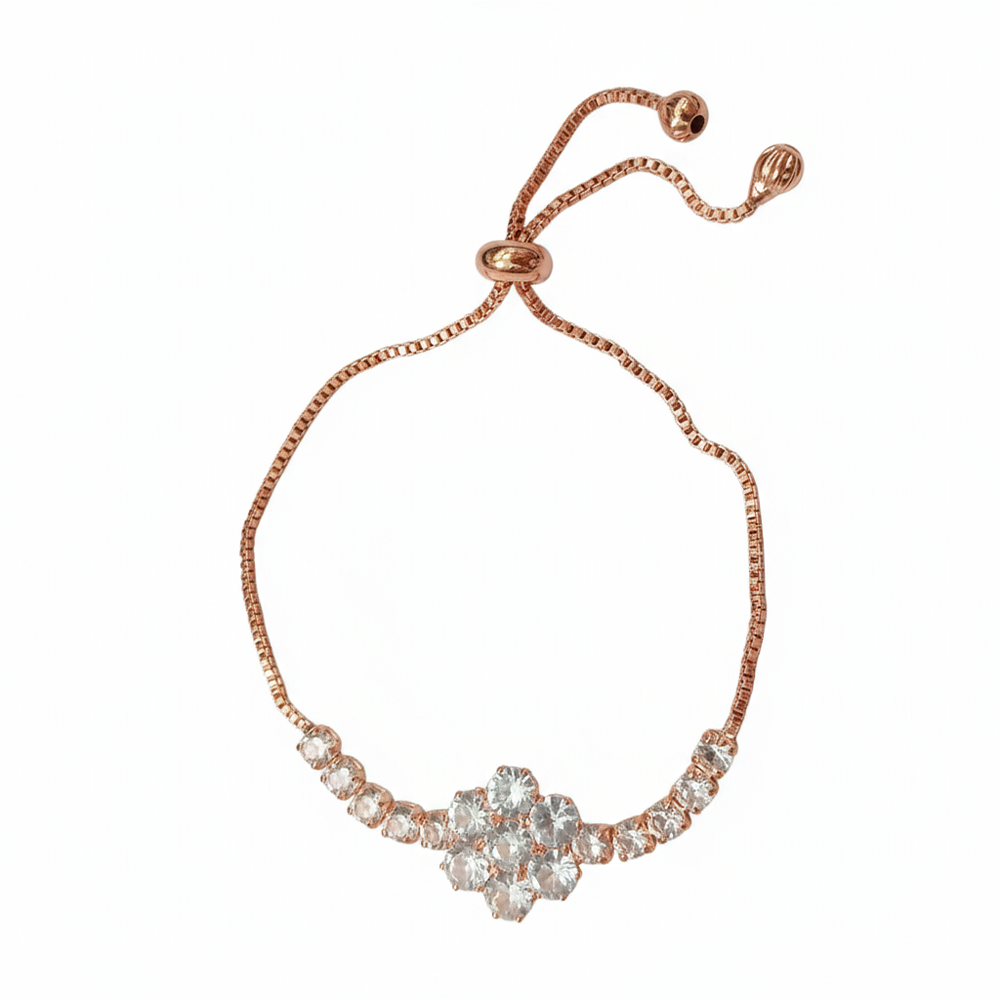 JewelMaze Premium Rose Gold Finish AD Stone Adjustable Bracelet