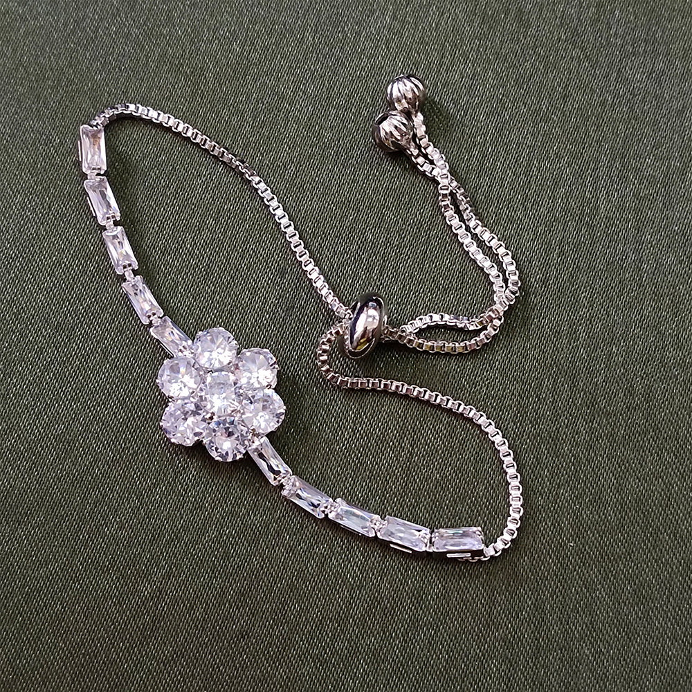 JewelMaze Silver Plated AD Stone Bracelet