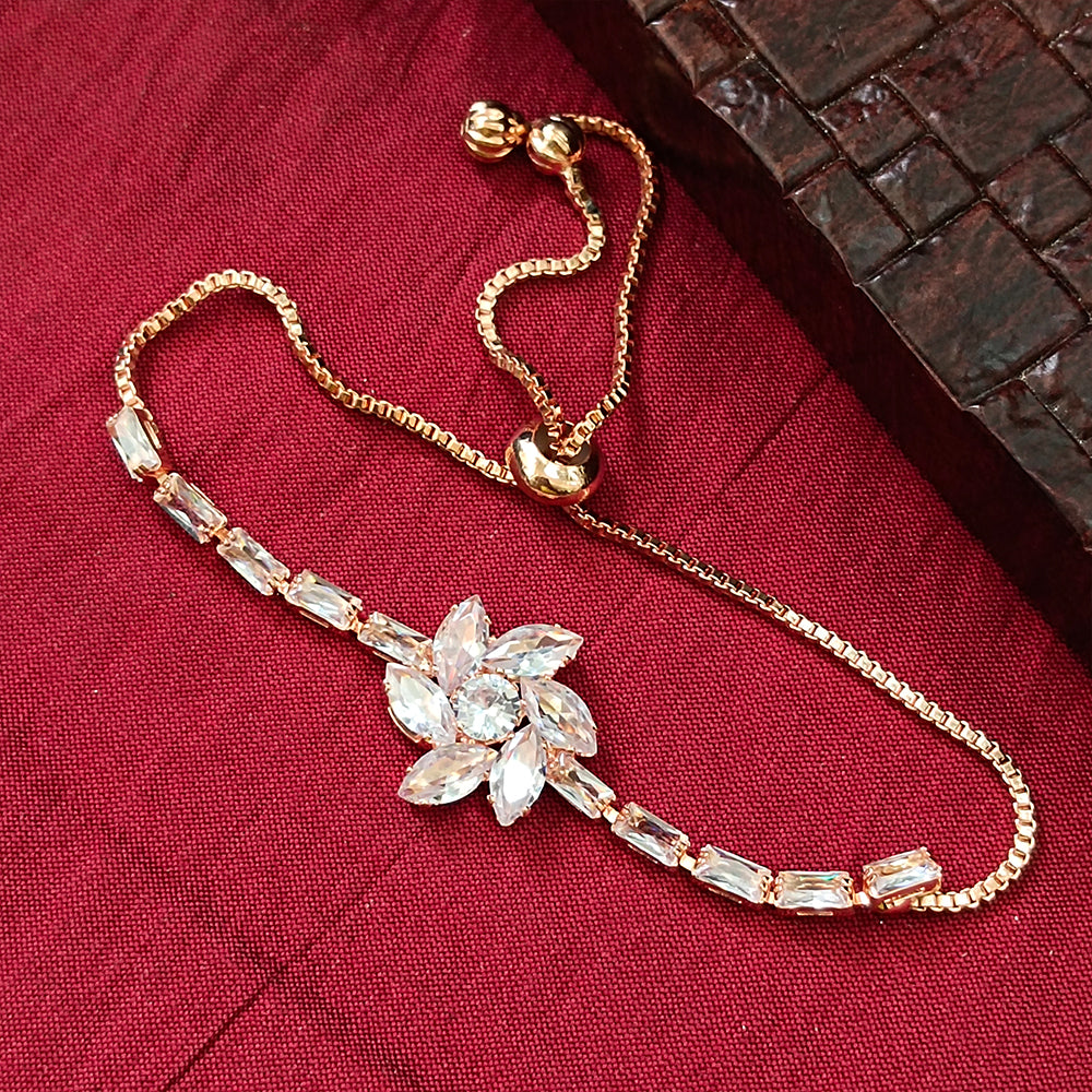 JewelMaze Rose Plated AD Stone Bracelet