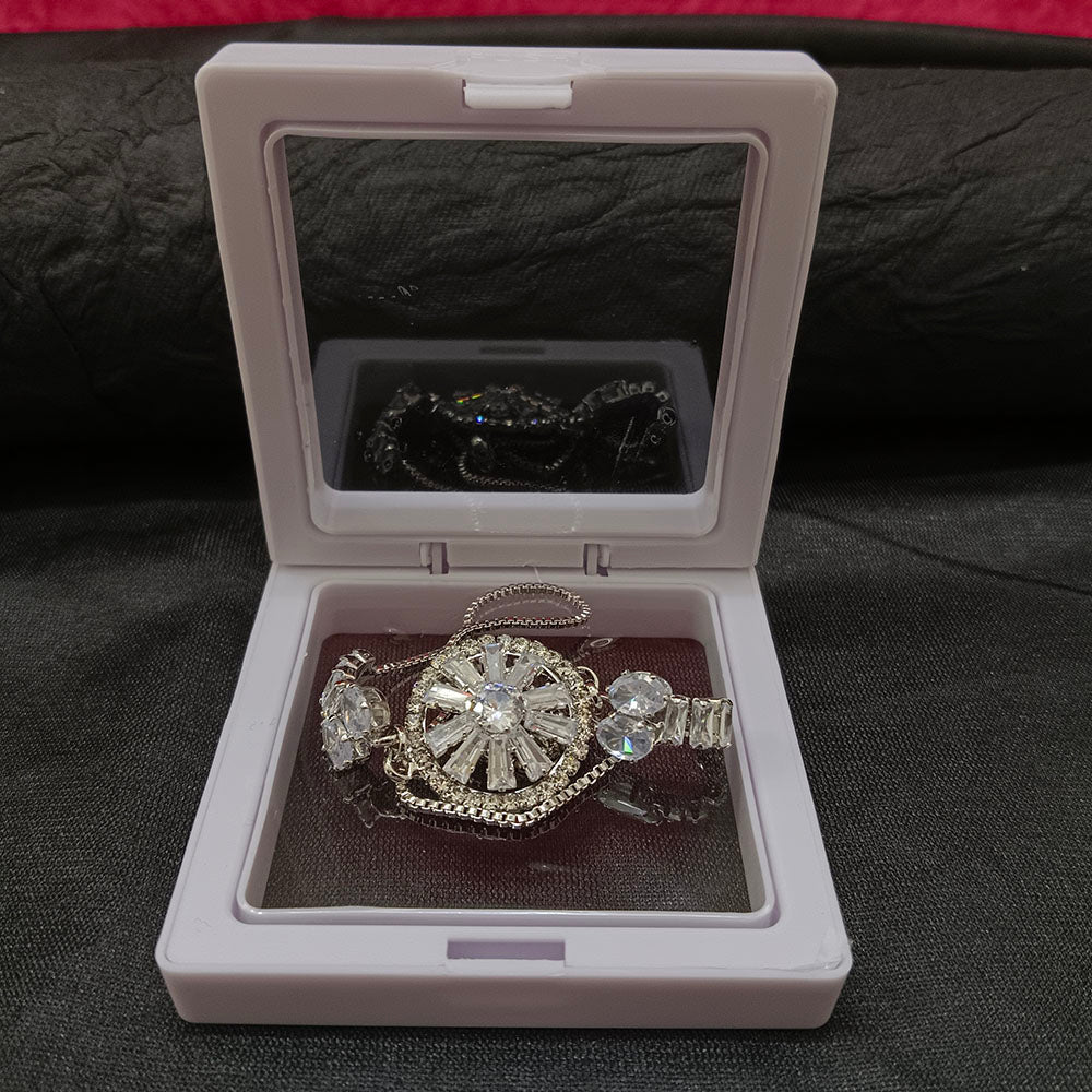 JewelMaze Elegant Silver AD Floral Bracelet for Party wear