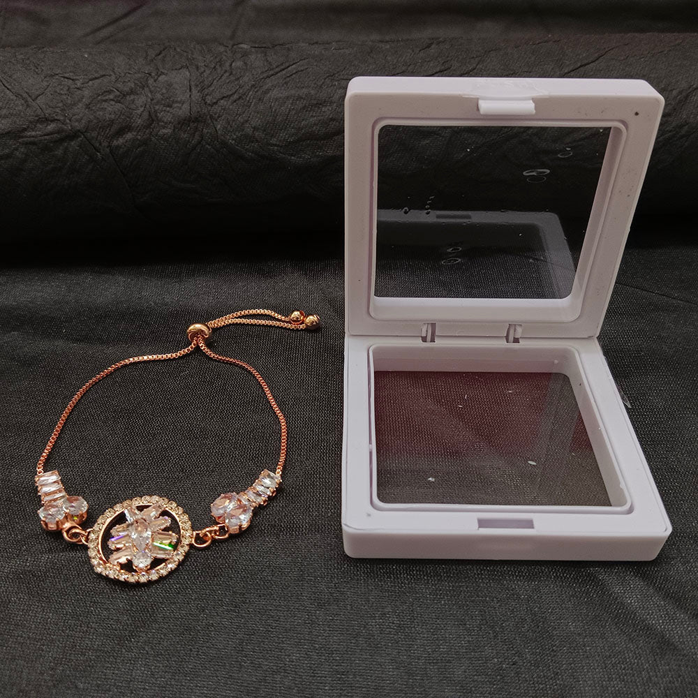 JewelMaze Timeless Rose Gold AD Floral Bracelet for Party wear