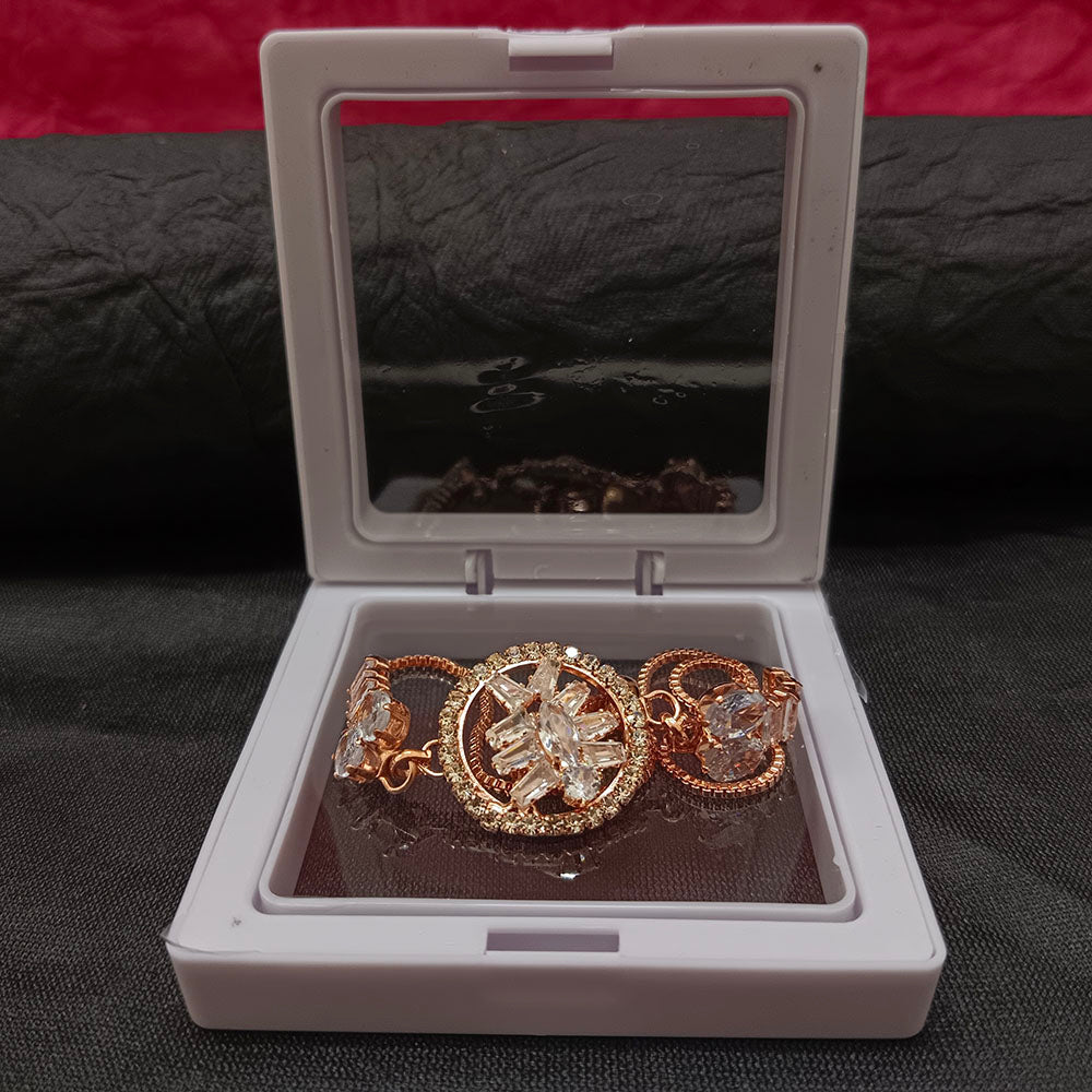 JewelMaze Timeless Rose Gold AD Floral Bracelet for Party wear