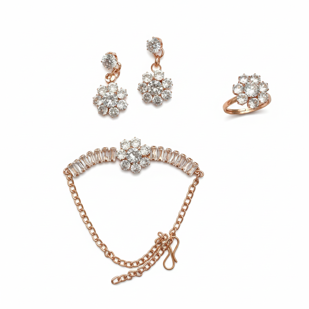 JewelMaze Perfect Rose Gold Ad Bracelet combo set for party