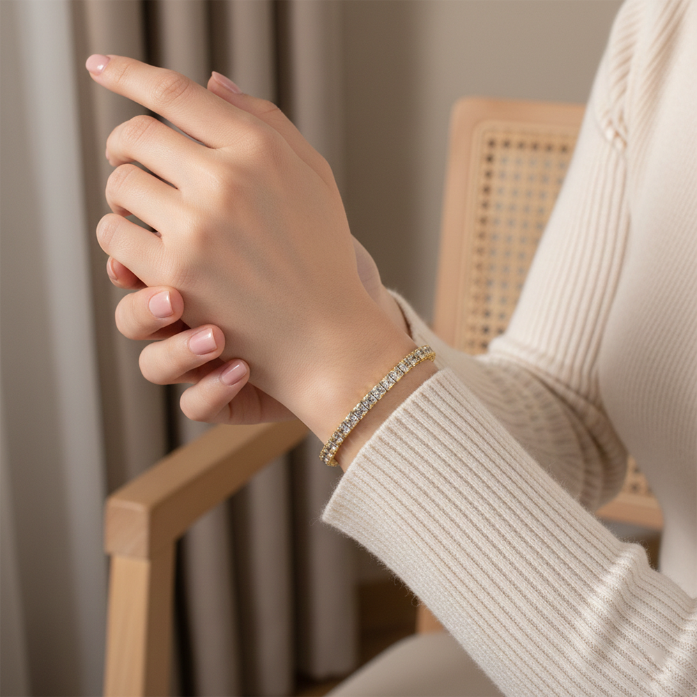 JewelMaze Gold Plated American Diamond Bracelet