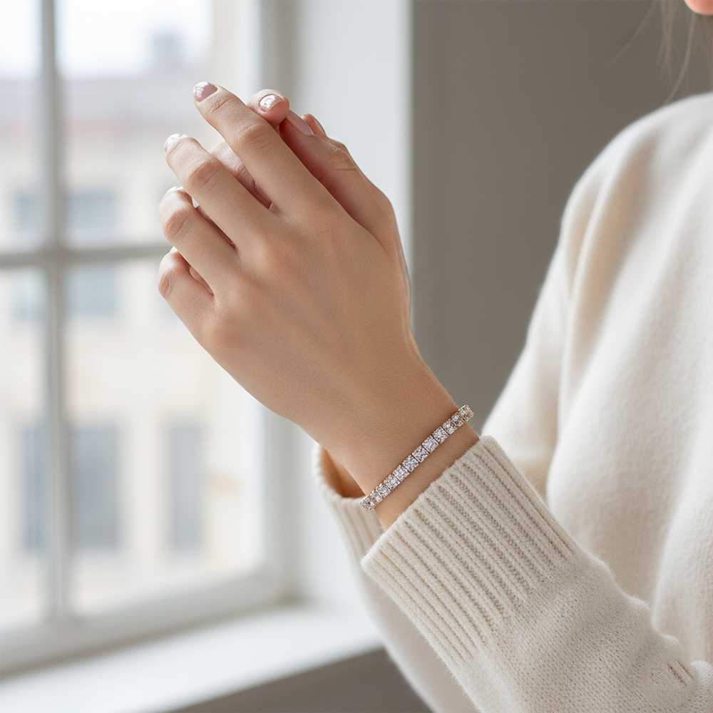 JewelMaze Rose Gold Plated American Diamond Bracelet