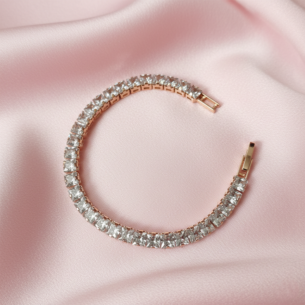 JewelMaze Rose Gold Plated American Diamond Bracelet