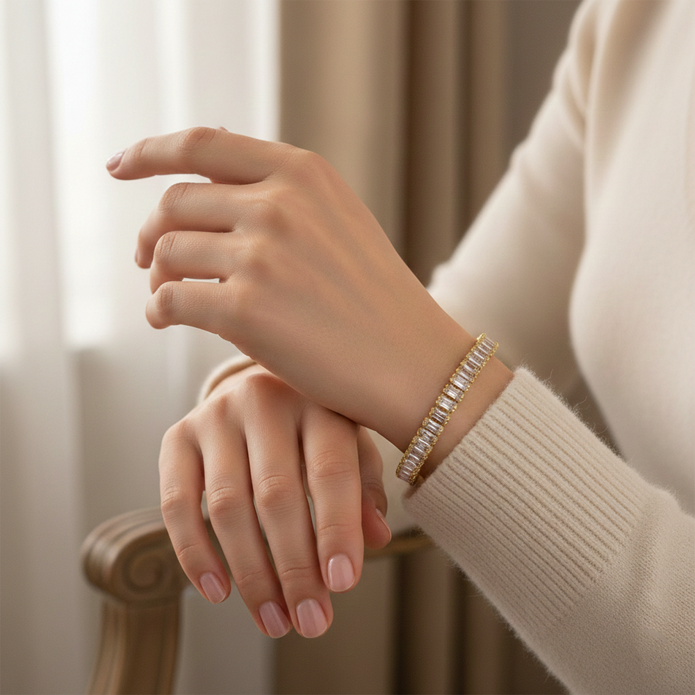 JewelMaze Gold Plated American Diamond Bracelet