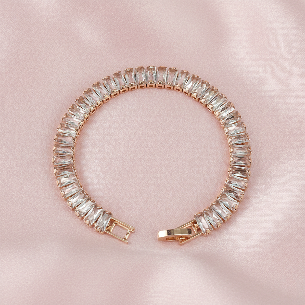 JewelMaze Rose Gold Plated American Diamond Bracelet