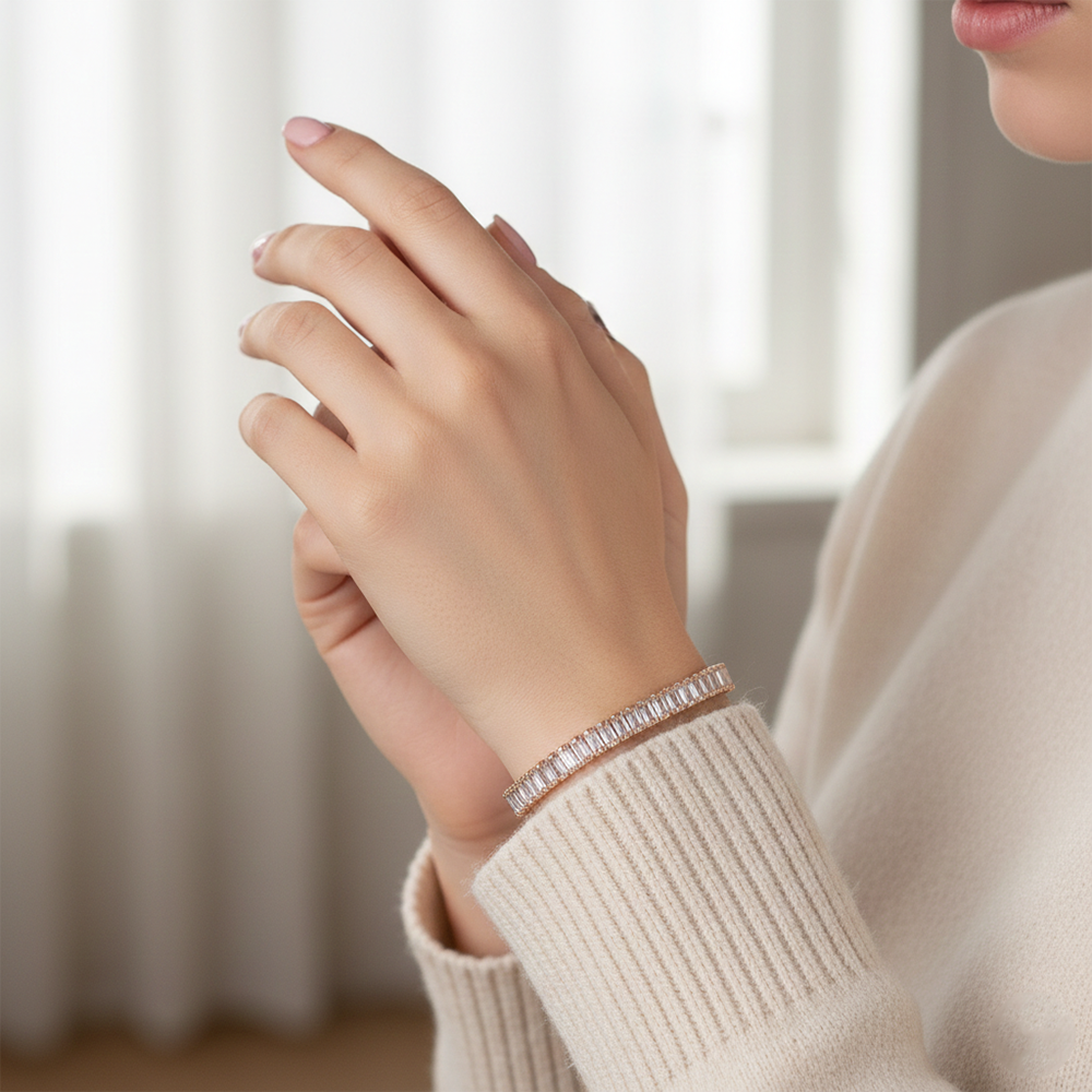 JewelMaze Rose Gold Plated American Diamond Bracelet