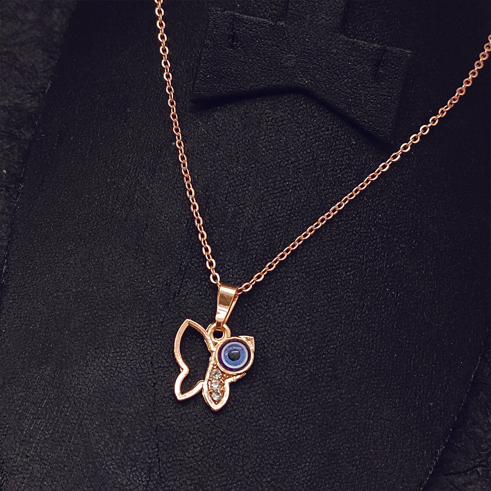 JewelMaze Butterfly Evil Eye Chain Pendant