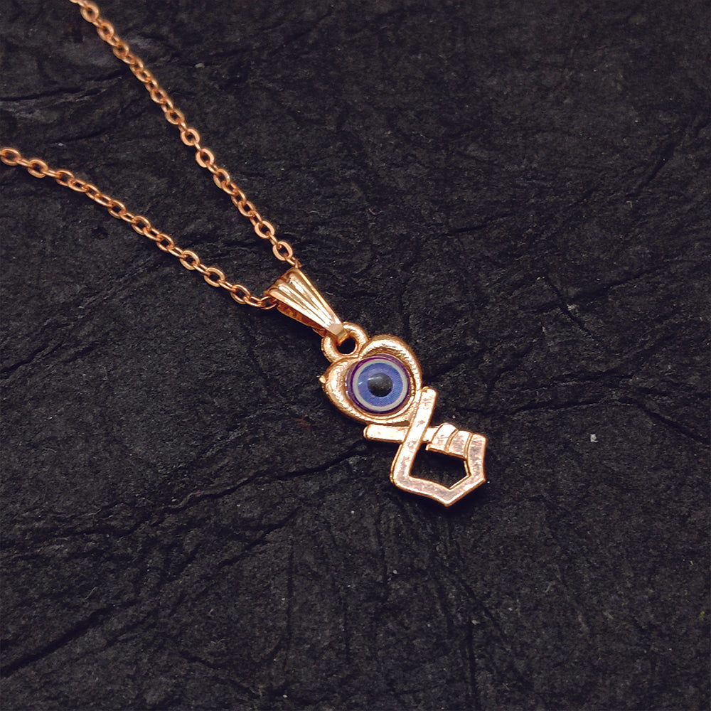 JewelMaze Heart  And Hand Shaped Evil Eye Chain Pendant