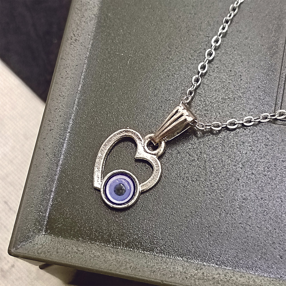JewelMaze Heart Shaped Evil Eye Chain Pendant - 1405013