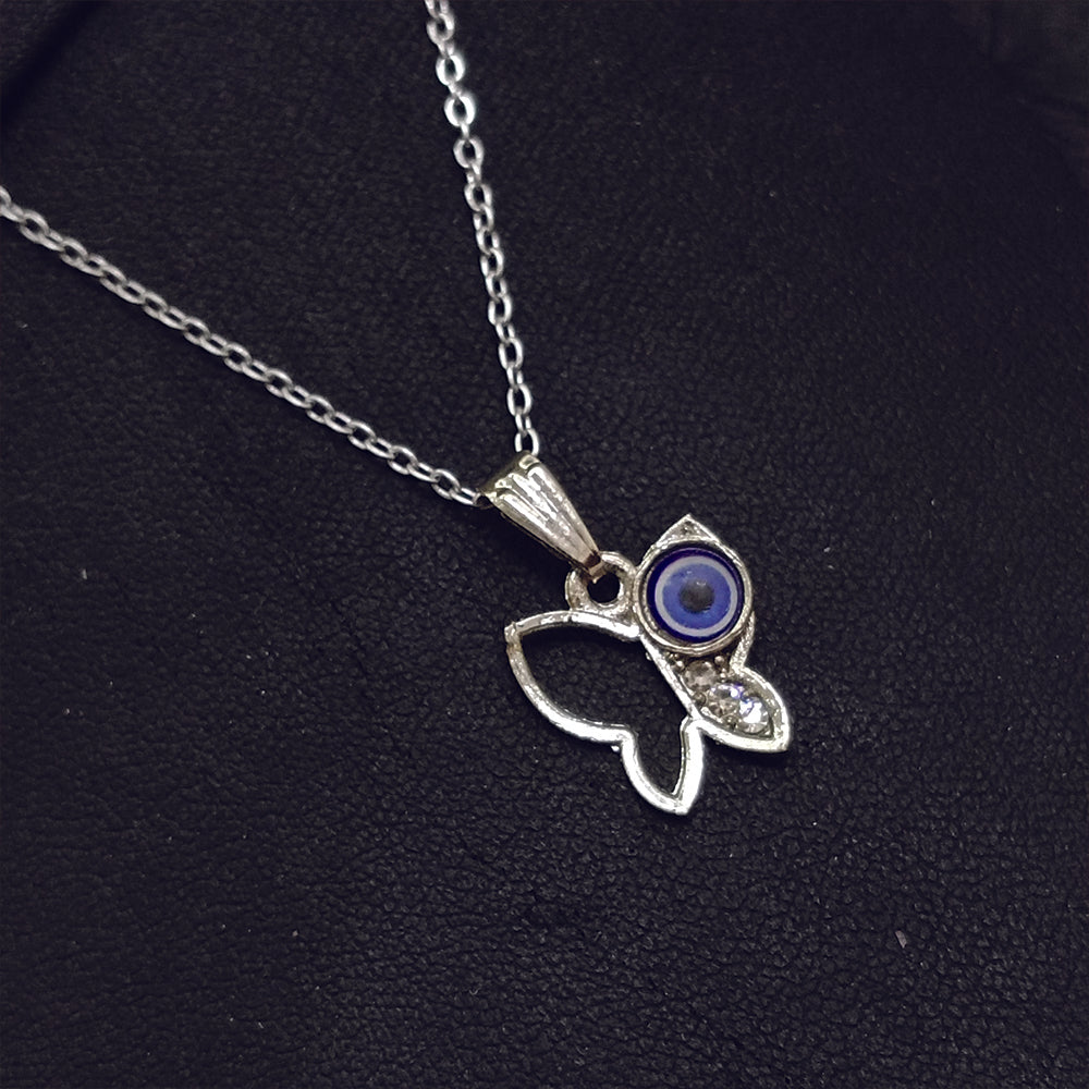 JewelMaze Butterfly Evil Eye Chain Pendant - 1405015