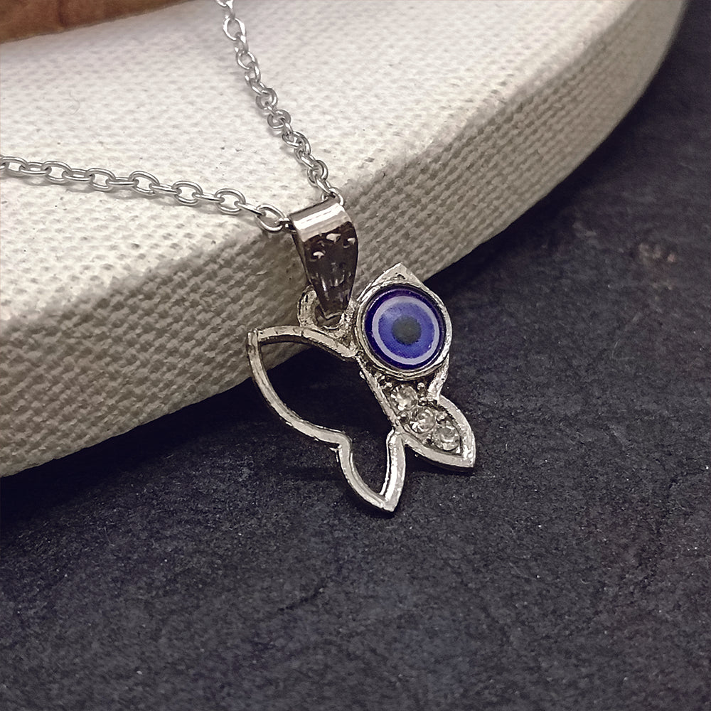 JewelMaze Butterfly Evil Eye Chain Pendant - 1405015