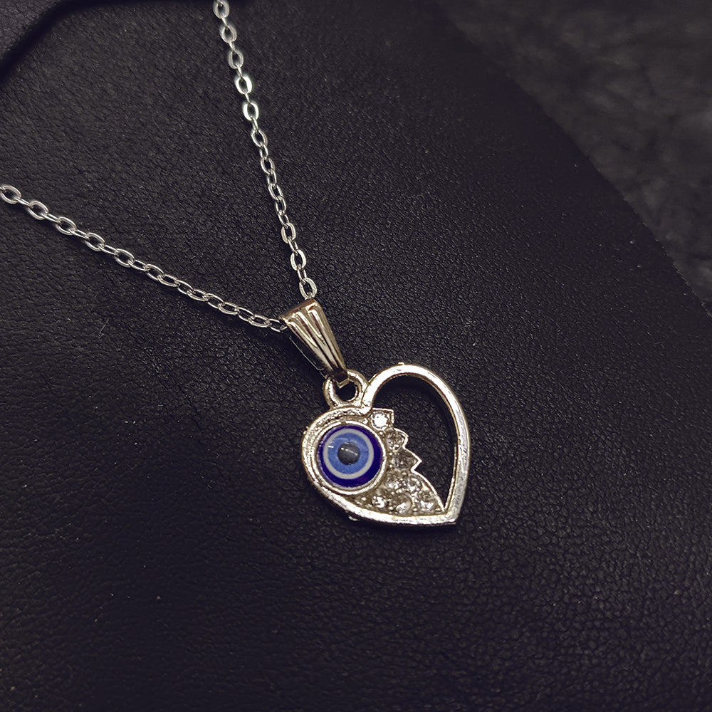 JewelMaze Heart Shaped Evil Eye Chain Pendant- 1405016
