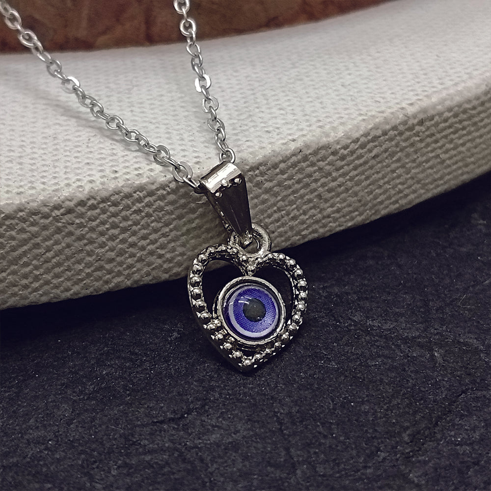 JewelMaze Heart Shaped Evil Eye Chain Pendant - 1405020