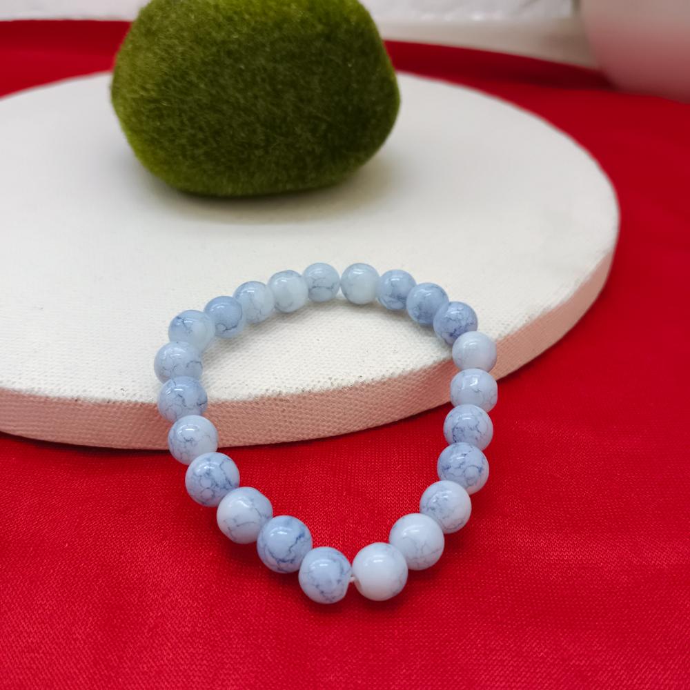 JewelMaze Blue Glass Beads Bracelet - 1405109