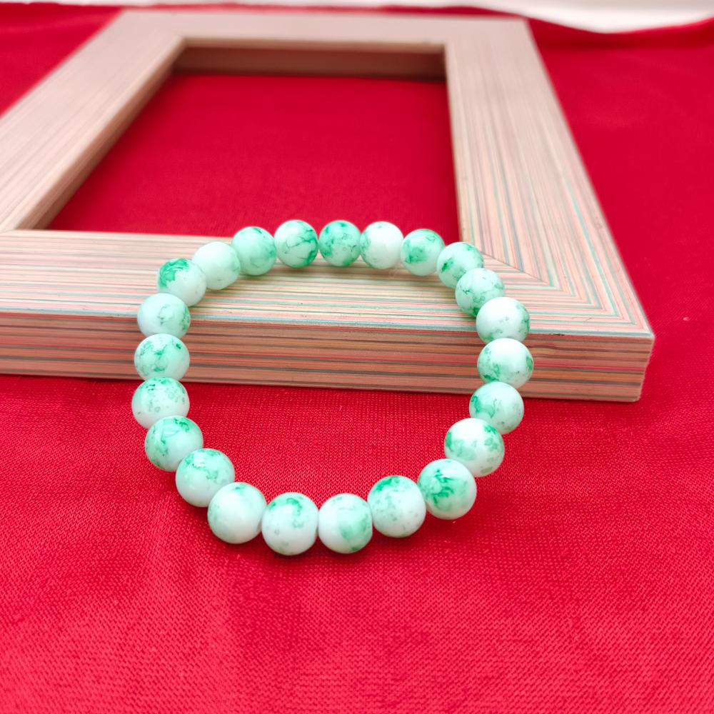 JewelMaze Light Green Glass Beads Bracelet - 1405112