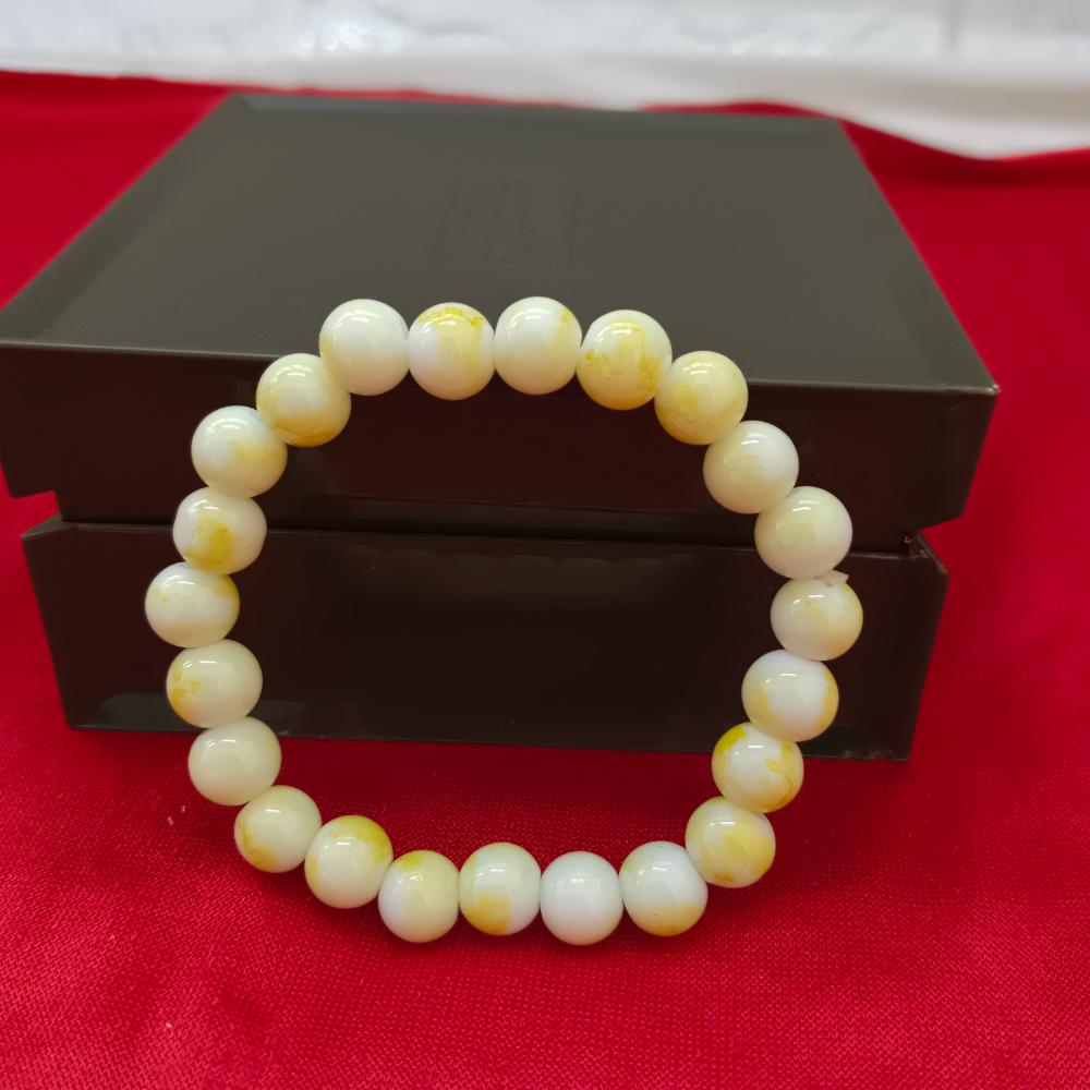 JewelMaze Yellow Glass Beads Bracelet - 1405113