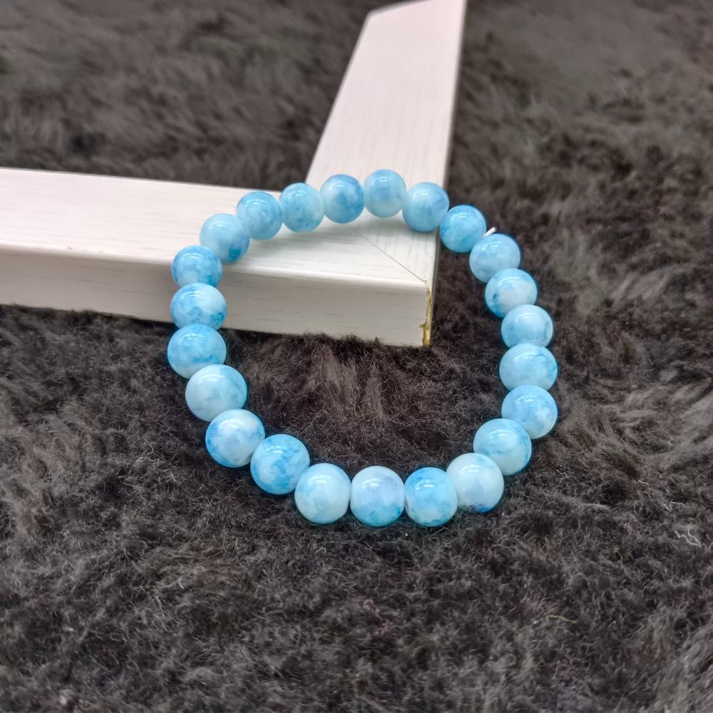 JewelMaze Blue Glass Beads Bracelet - 1405114