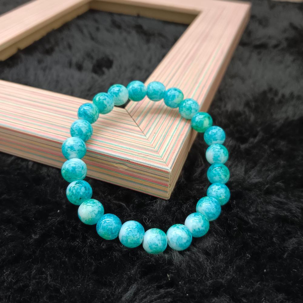 JewelMaze Blue Glass Beads Bracelet - 1405117