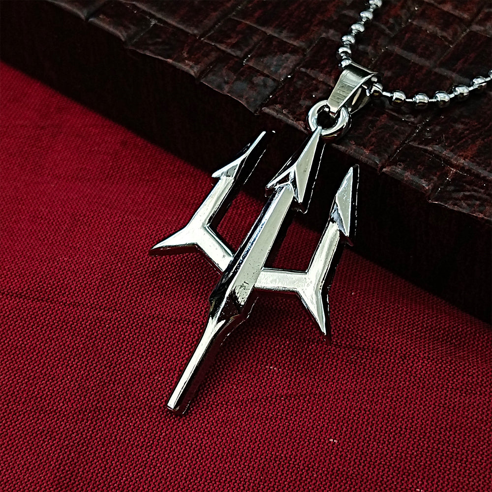 JewelMaze Trishul  Chain Pendant For Men