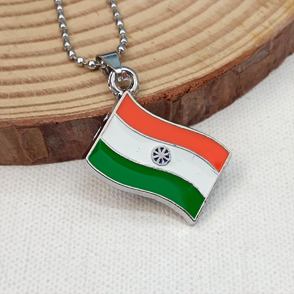 JewelMaze India Flag Chain Pendant For Men