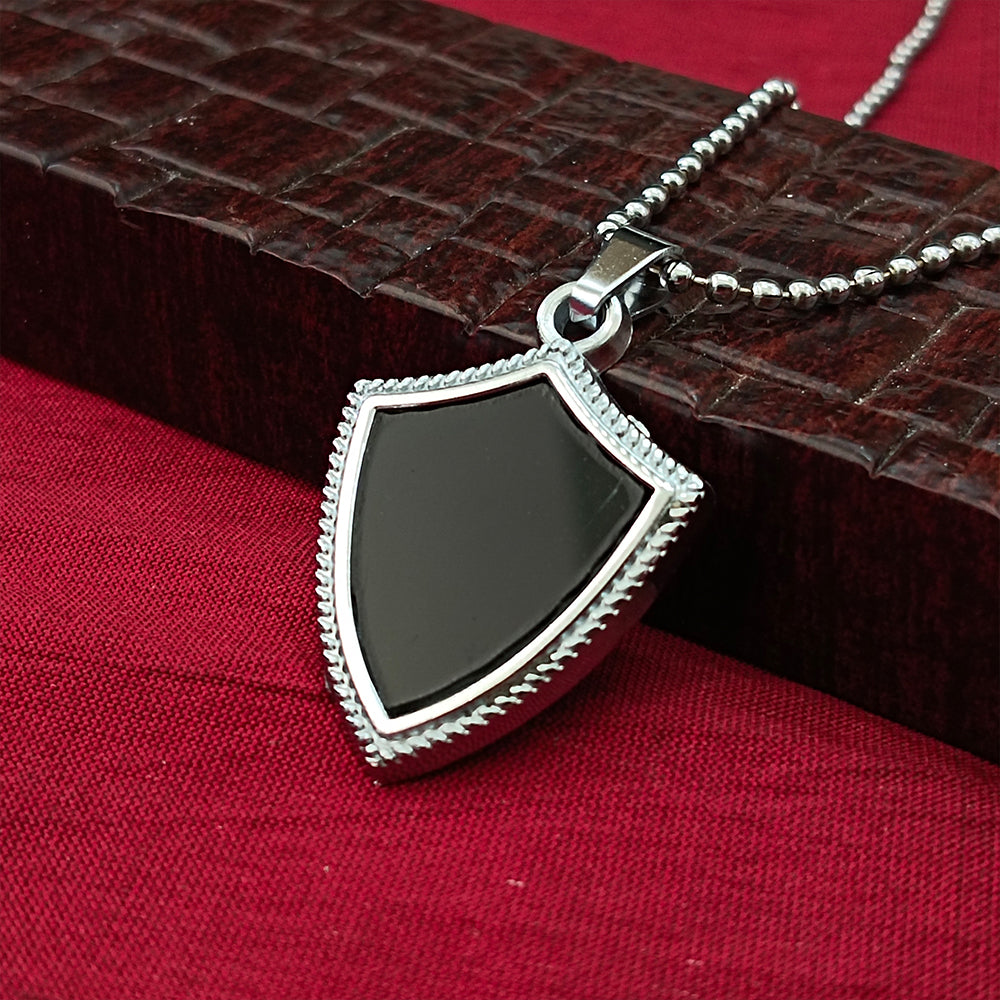 JewelMaze Black Enamel Chain Pendant For Men