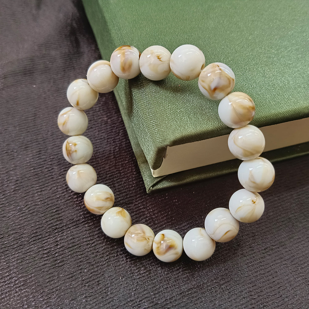 JewelMaze Brown Glass Beads Bracelet