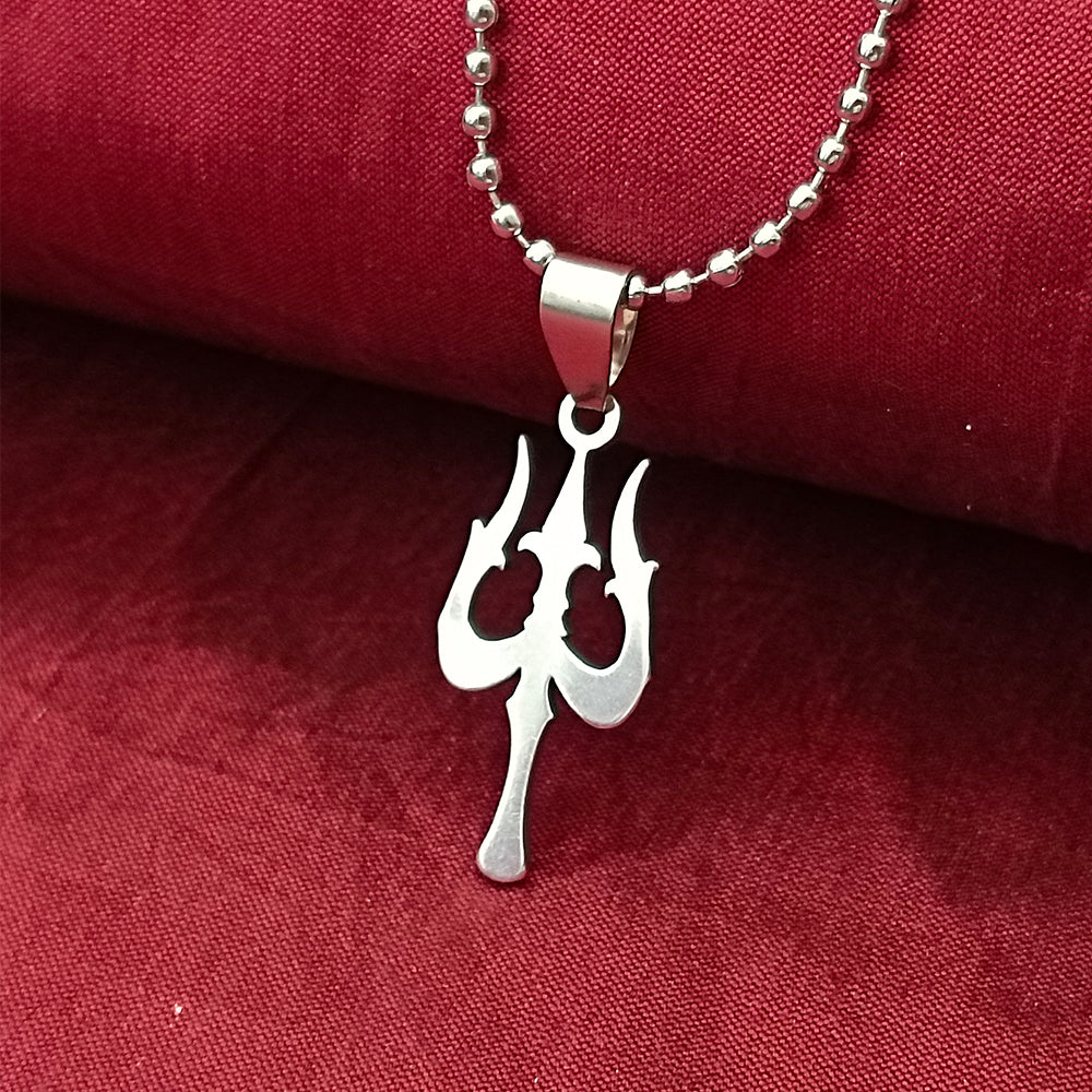 JewelMaze Trishul  Chain Pendant For Men