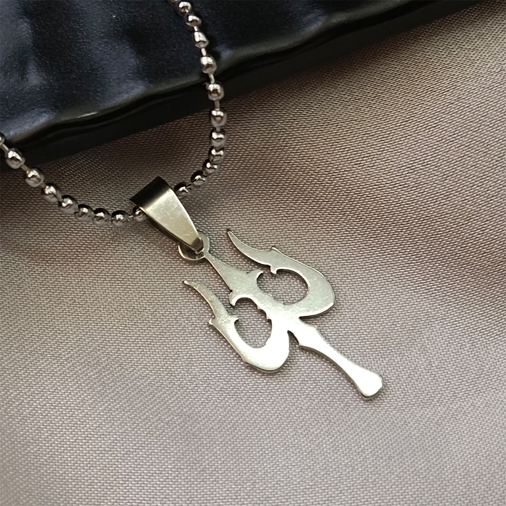 JewelMaze Trishul  Chain Pendant For Men