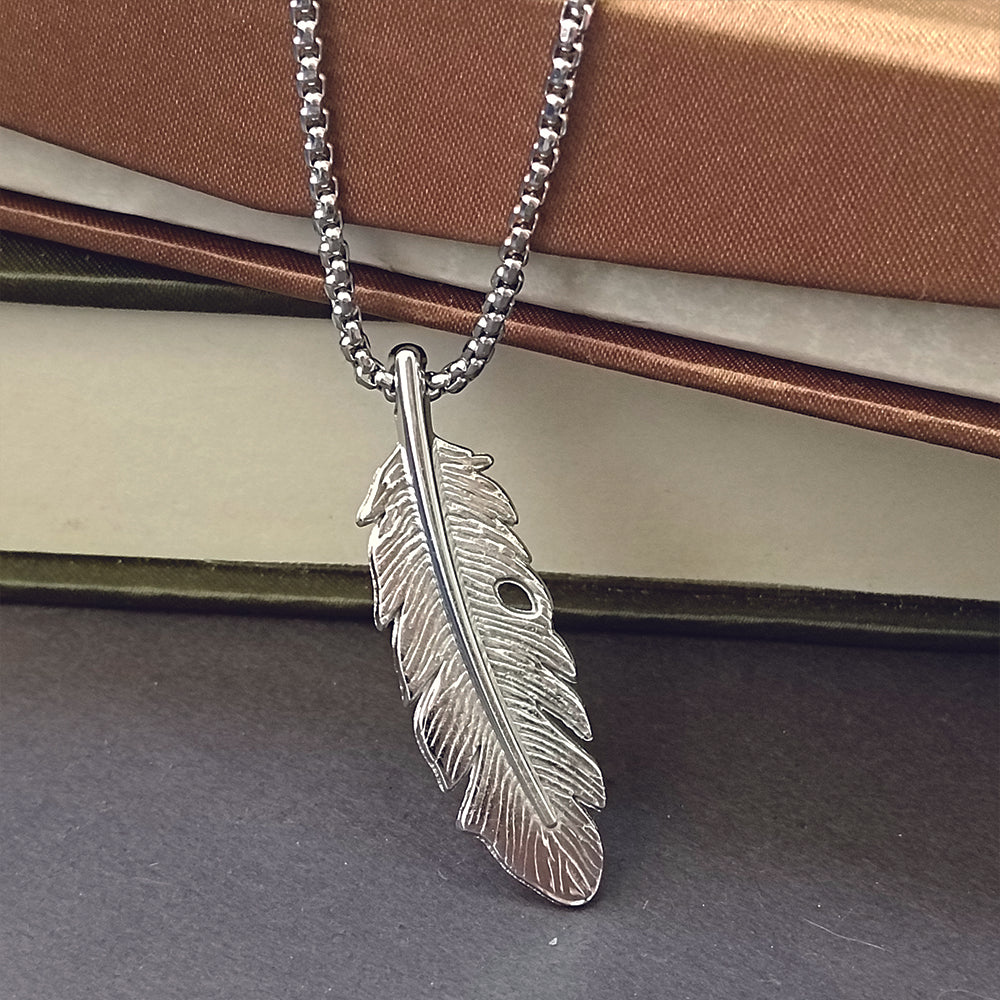 JewelMaze Stylish Feather Chain Pendent for Mens