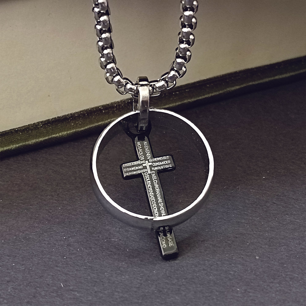 JewelMaze Spiritual Cross with Ring Pendant Necklace for Men