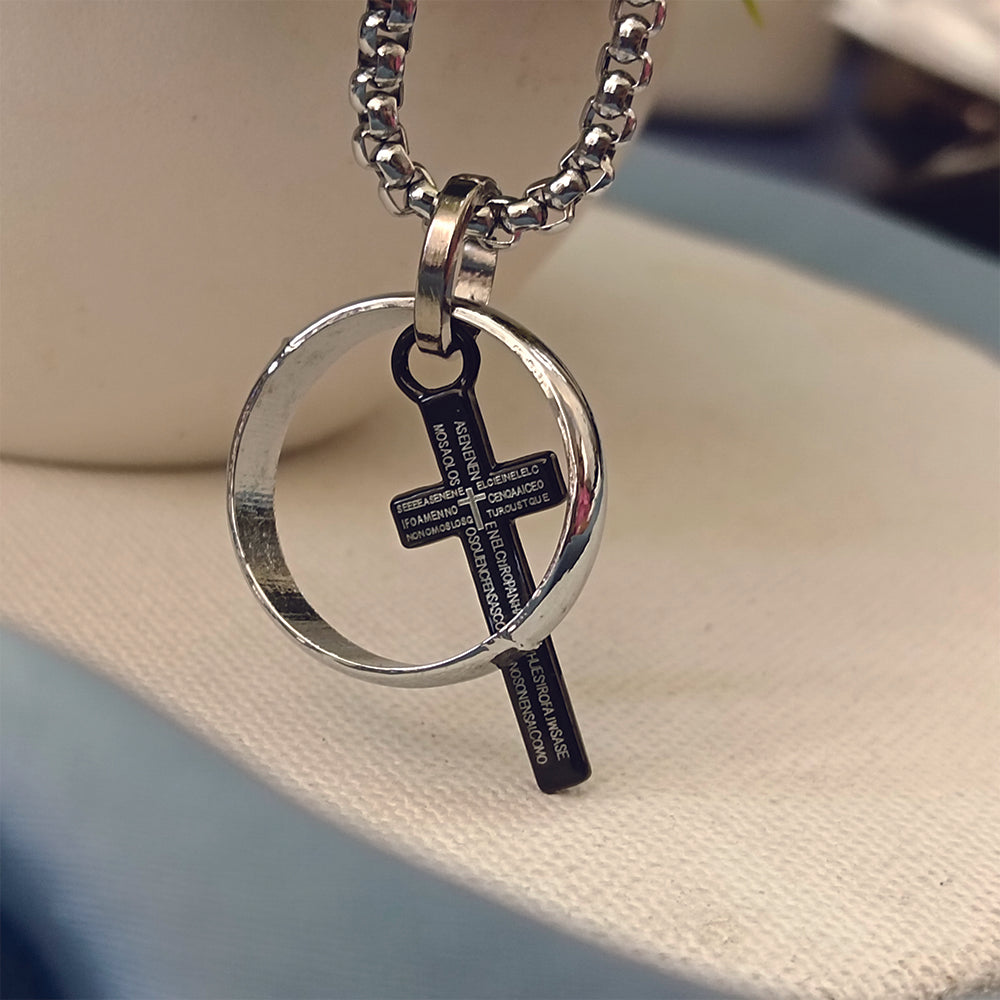 JewelMaze Spiritual Cross with Ring Pendant Necklace for Men