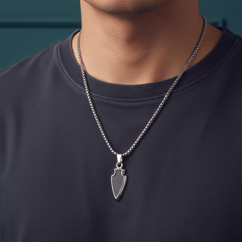 JewelMaze Modern spearpoint arrowhead Pendant Necklace for Men