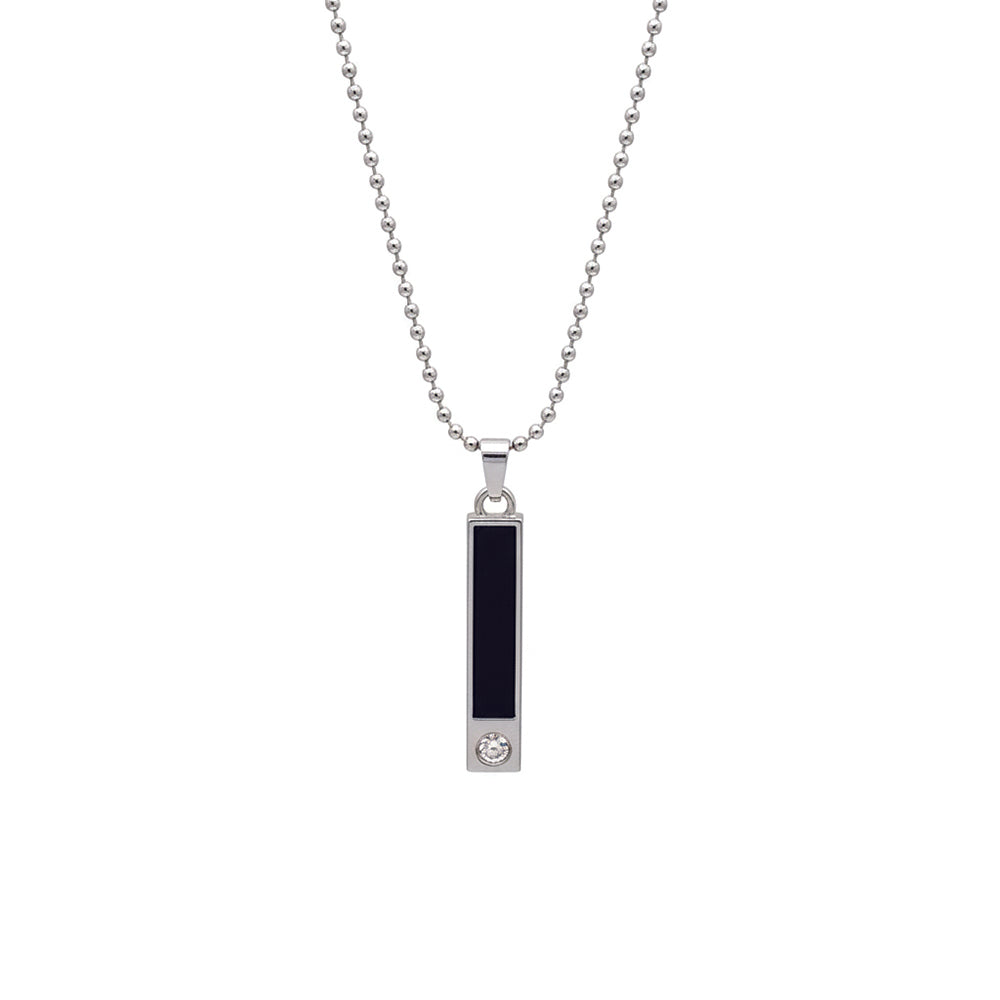 Jewelmaze Sleek Rectangular Black Inlay Pendant with Chain  for Men's