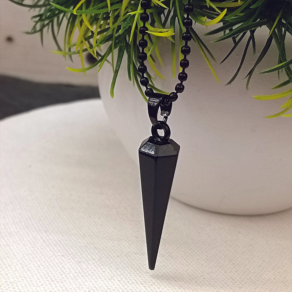 Jewelmaze Stylish Black Pointed Bar Pendant Necklace  for Men's