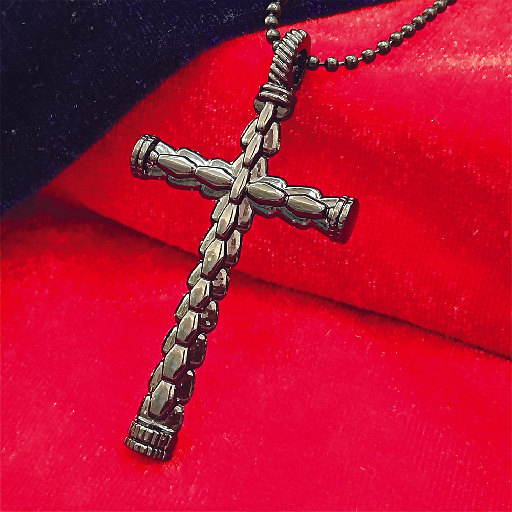 Jewelmaze Statement Black Cross Pendant with Chain  for Men's